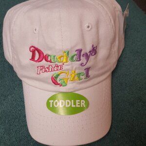 Daddy's Fishin' Girl cap for Toddler one size adjustable White embroidered